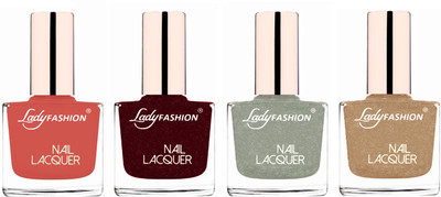 

Lady Fashion Ultra High Shine Long Stay Nail Polish Nude,Maroon,Grey,Beach Nude,(Pack of 4)