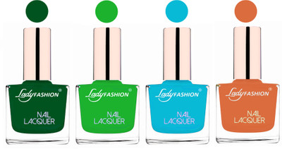 

Lady Fashion Ultra High Shine Long Stay Nail Polish Dark Green,Light Green,Sky Blue,Nude(Pack of 4)