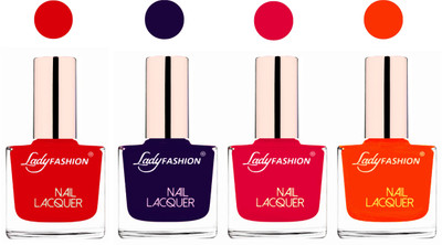 

Lady Fashion Ultra High Shine Long Stay Nail Polish Bright Red,Blue,Sweet Red,Juicy Orange(Pack of 4)
