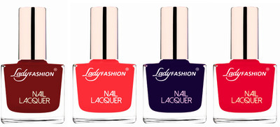 

Lady Fashion Ultra High Shine Long Stay Nail Polish Coffee,Baby Pink,Blue,Sweet Red(Pack of 4)