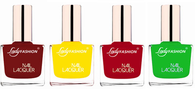 

Lady Fashion Ultra High Shine Long Stay Nail Polish Coffee,Yellow,Dark Red,Light Green(Pack of 4)
