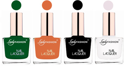 

Lady Fashion Ultra High Shine Long Stay Nail Polish Dark Green,Nude,Black,White(Pack of 4)