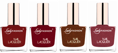 

Lady Fashion Ultra High Shine Long Stay Nail Polish Coffee,Pink,Copper,Mauve(Pack of 4)