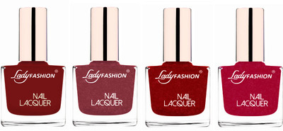 

Lady Fashion Ultra High Shine Long Stay Nail Polish Coffee,Mauve,Red,Bright Pink(Pack of 4)