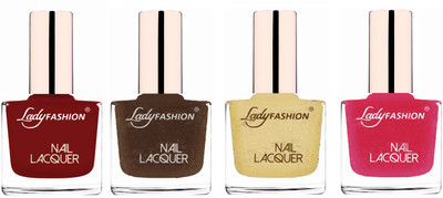 

Lady Fashion Ultra High Shine Long Stay Nail Polish Coffee,Mettalic Brown,Mettalic Gold,Mettalic Pink(Pack of 4)