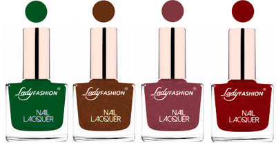 

Lady Fashion Ultra High Shine Long Stay Nail Polish Dark Green,Copper,Mauve,Red(Pack of 4)