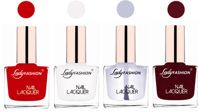 

Lady Fashion Ultra High Shine Long Stay Nail Polish Juicy Red,White,Transparent,Maroon(Pack of 4)