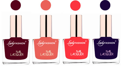 

Lady Fashion Ultra High Shine Long Stay Nail Polish Maroon,Light Green,Baby Pink,Blue(Pack of 4)