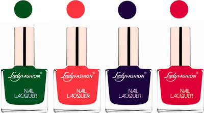 

Lady Fashion Ultra High Shine Long Stay Nail Polish Dark Green,Baby Pink,Blue,Sweet Red(Pack of 4)