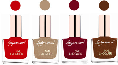 

Lady Fashion Ultra High Shine Long Stay Nail Polish Juicy Red,Beach Nude,Pink,Cooper(Pack of 4)