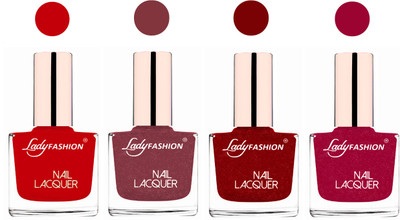 

Lady Fashion Ultra High Shine Long Stay Nail Polish Juicy Red,Mauve,Red,Bright Pink(Pack of 4)