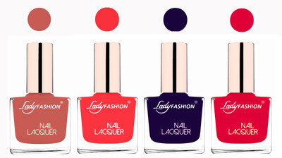 

Lady Fashion Ultra High Shine Long Stay Nail Polish Nude,Baby Pink,Blue,Sweet Red(Pack of 4)