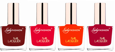

Lady Fashion Ultra High Shine Long Stay Nail Polish Coffee,Sweet Red,Juicy Orange,Pink(Pack of 4)