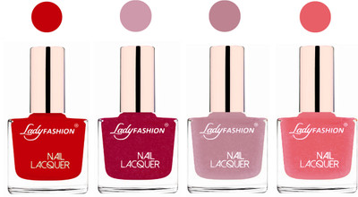 

Lady Fashion Ultra High Shine Long Stay Nail Polish Juicy Red,Bright Pink,Silkyt Purple,Silky Pink(Pack of 4)