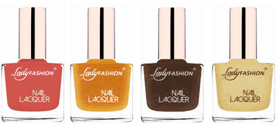 

Lady Fashion Ultra High Shine Long Stay Nail Polish Nude,Golden,Mettalic Brown,Mettalic Gold(Pack of 4)