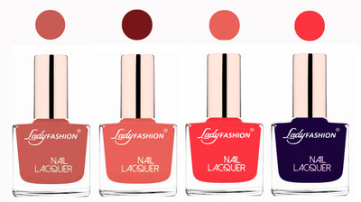 

Lady Fashion Ultra High Shine Long Stay Nail Polish Nude,Light Orange,Baby Pink,Blue(Pack of 4)