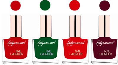 

Lady Fashion Ultra High Shine Long Stay Nail Polish Juicy Red,Dark Green,Bright Red,Marron(Pack of 4)