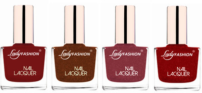

Lady Fashion Ultra High Shine Long Stay Nail Polish Coffee,Copper,Mauve Red(Pack of 4)