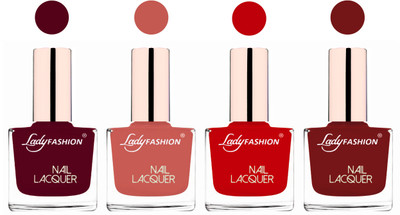 

Lady Fashion Ultra High Shine Long Stay Nail Polish Maroon,Nude,Juicy Red,Coffe(Pack of 4)