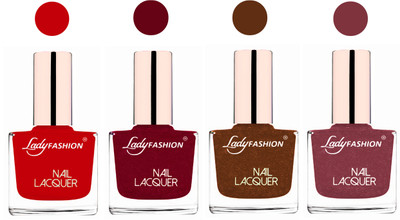 

Lady Fashion Ultra High Shine Long Stay Nail Polish Juicy Red,Pink,Copper,Mauve(Pack of 4)