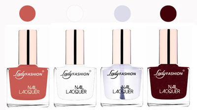 

Lady Fashion Ultra High Shine Long Stay Nail Polish Nude,White,Transparent,Maroon(Pack of 4)
