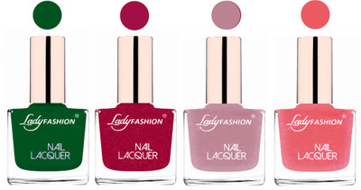 

Lady Fashion Ultra High Shine Long Stay Nail Polish Dark Green,Bright Pink,Silky Purple,Silky Pink(Pack of 4)