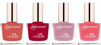 

Lady Fashion Ultra High Shine Long Stay Nail Polish Nude,Bright Pink,Silky Purple,Silky Pink(Pack of 4)