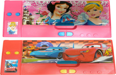 

HOTDEALZZ Magnetic Disney Princess, Frozen Art Plastic Pencil Boxes(Set of 2, Pink, Red)