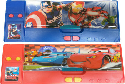 

HOTDEALZZ Magnetic Captain America, Frozen Art Plastic Pencil Boxes(Set of 2, Blue, Red)