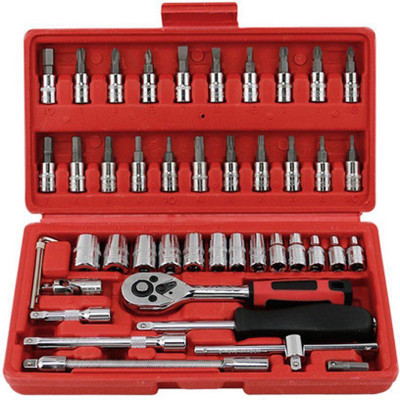 

DIVYE Hand Tool Sets Socket & Bit Sets 46 Pcs 1/4 Inch Dr. Socket Combination Screwdriver Set(Pack of 1), Multicolor