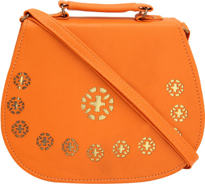 

HOT THREADS Women Orange Genuine Leather Sling Bag