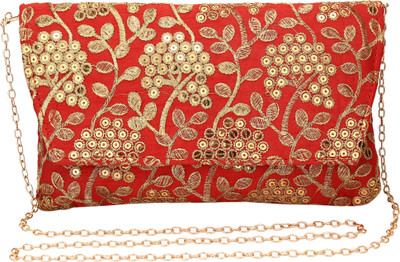 

HOT THREADS Women Red, Gold Leatherette Sling Bag, Gold;red