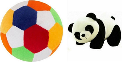 

Shopfloor.XYZ FOOTBALL AND Soft Toy Combo Of Panda - 22 cm(Multicolor)