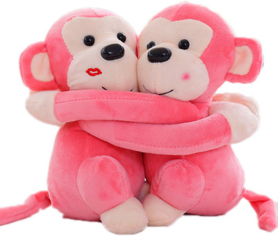 

Babique Monkey's Cuddly Couple Soft Toys Plush Stuffed Teddy Bear for Kids Birthday Gift - 25 cm(Pink)