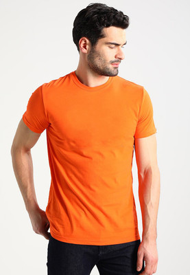 Trends Tower Solid Men Round Neck Orange T-Shirt