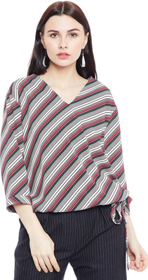 Imfashini Casual Regular Sleeve Striped Women Multicolor Top