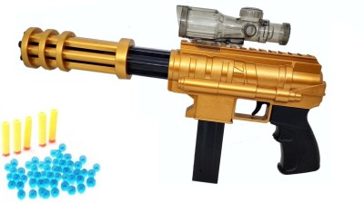 

VShine Golden Machine Gun Toy Dual Mode with Water Crystal bullets & Foam Bullets - Gold Edition(Gold)
