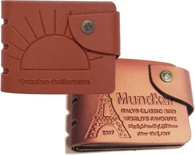 Mundkar Men Tan, Brown Artificial Leather Wallet(5 Card Slots, Pack of 2)
