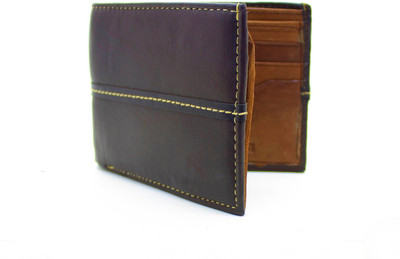 Delma Men Brown Genuine Leather Wallet(9 Card Slots)