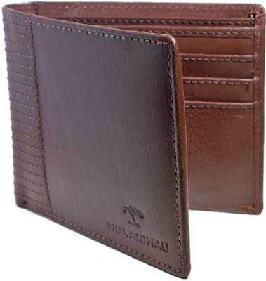 

NUKAICHAU Men Brown Genuine Leather Wallet(8 Card Slots)