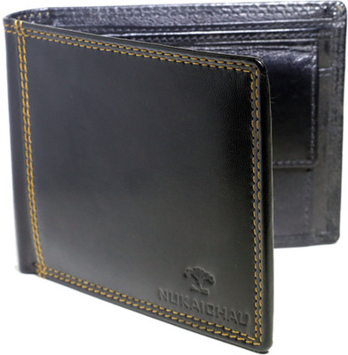 

NUKAICHAU Men Black Genuine Leather Wallet(8 Card Slots)
