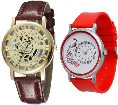 

NUBELA New NB_ORedM Brown And Red Colour Analogue Watch - For Boys & Girls