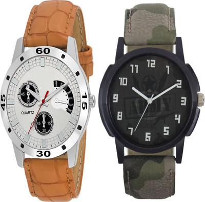 

Newman Aj Stylish Silver Dial & Brown Belt & Attractive Army look Analog Watch - For Men