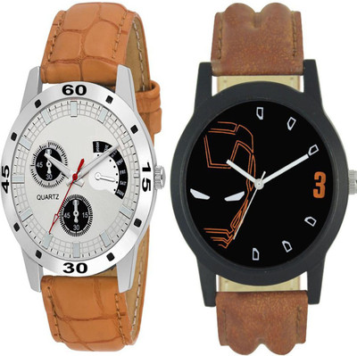 

Newman AJ Stylish Silver Dial & Brown Belt & Iron Man look Watch - For Men