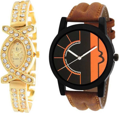 

Musket Stylish Designer Couple Combo Pack 2 Leather & Metal Belt Watch - For Boys & Girls