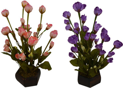 

Fancymart FP-0780-610 Multicolor Rose Artificial Flower with Pot(5 inch, Pack of 2)