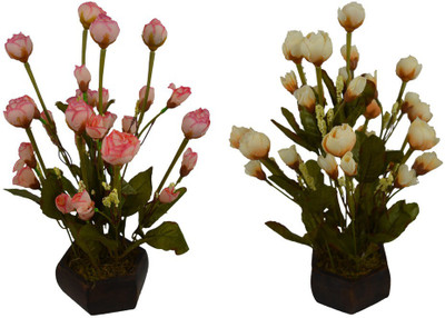 

Fancymart FP-0777-607 Multicolor Rose Artificial Flower with Pot(5 inch, Pack of 2)