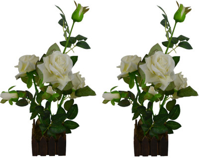 

Fancymart FP-0823-649 Multicolor Rose Artificial Flower with Pot(8 inch, Pack of 2)