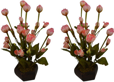 

Fancymart FP-0776-606 Multicolor Rose Artificial Flower with Pot(5 inch, Pack of 2)