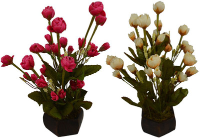 

Fancymart FP-0787-615 Multicolor Rose Artificial Flower with Pot(5 inch, Pack of 2)